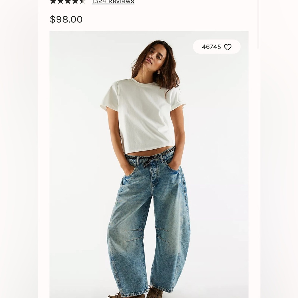 We The Free Good Luck Mid-Rise Barrel Jeans